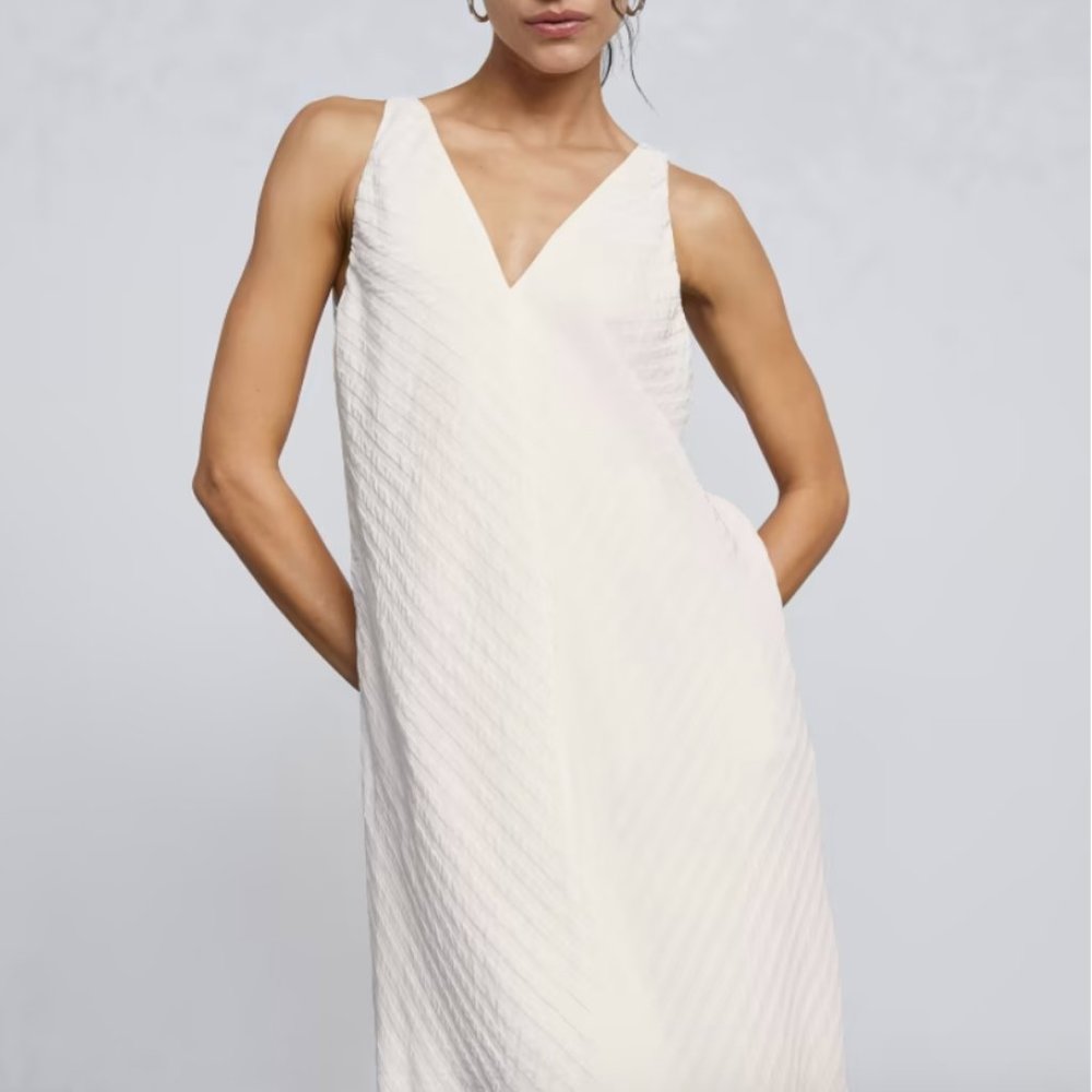 The City Stripe Midi Dress - White